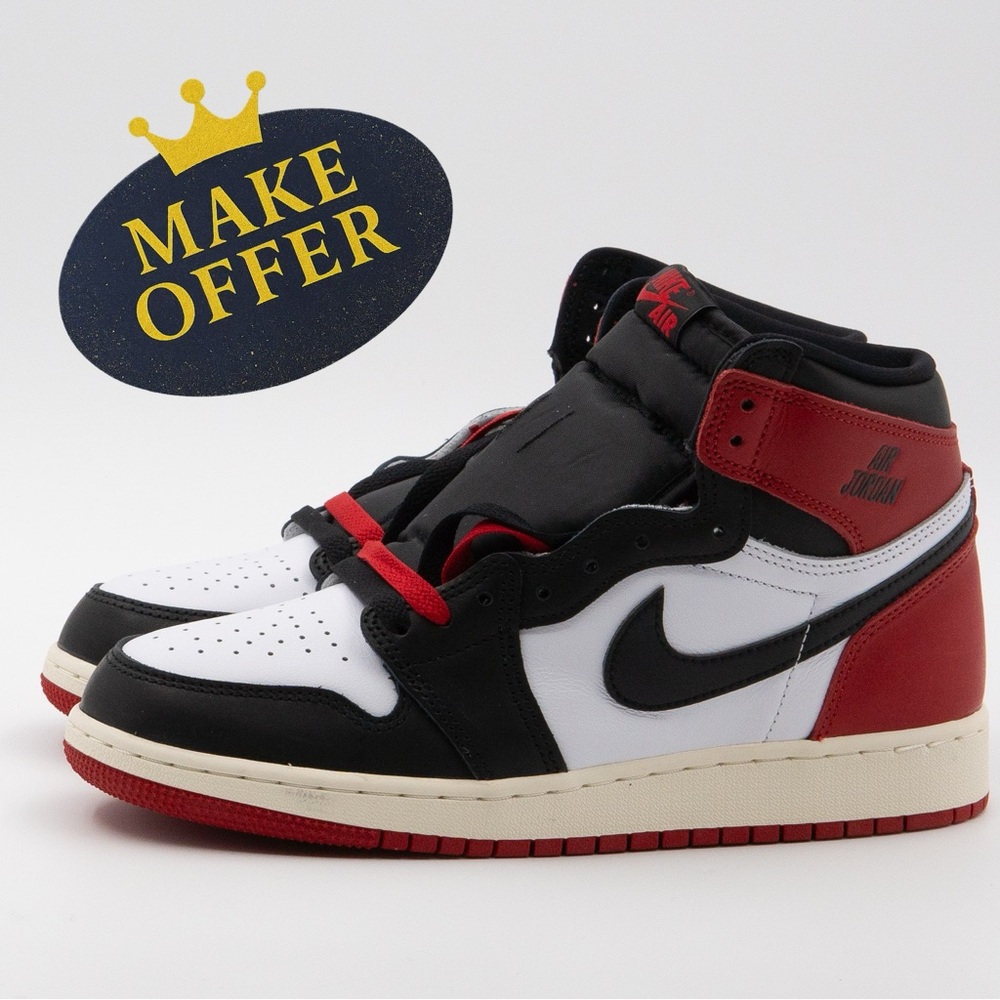 AIR JORDAN 1 High “Black Toe Reimagined” GS Sz 6M (≈ 7.5W)